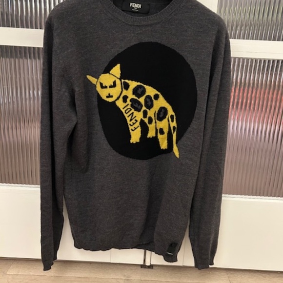 Fendi Wool Knitwear Vestiaire Collection Sweatshirt, Grey Wool - Picture 2 of 6